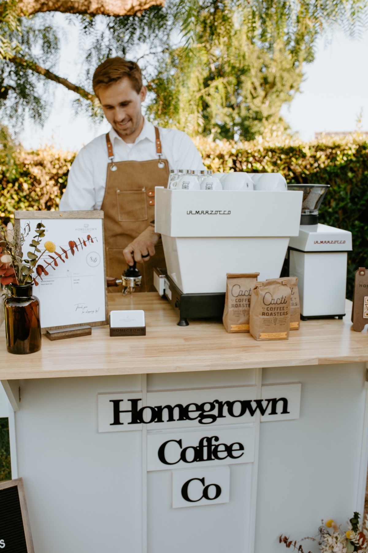 Homegrown barista preparing coffee drinks