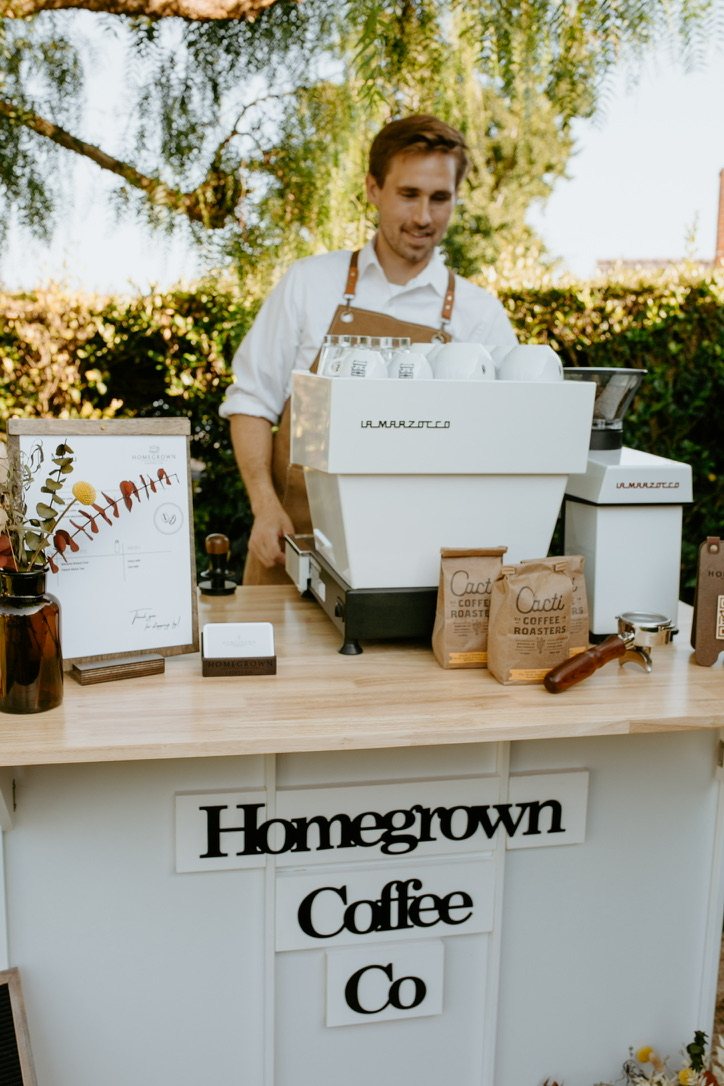 Homegrown barista serving from the mobile espresso cart