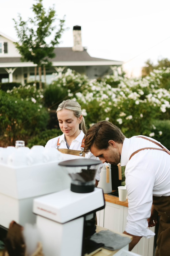 Homegrown baristas preparing drinks outdoors