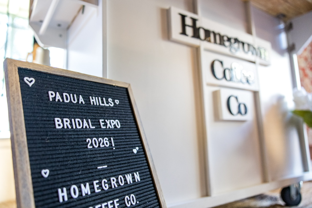 Homegrown Coffee Co. cart detail at the Padua Hills Bridal Expo