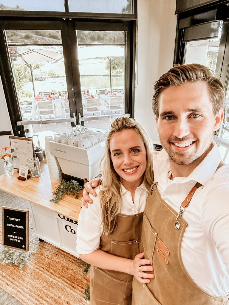 Dane and Caitlin beside the Homegrown mobile coffee cart